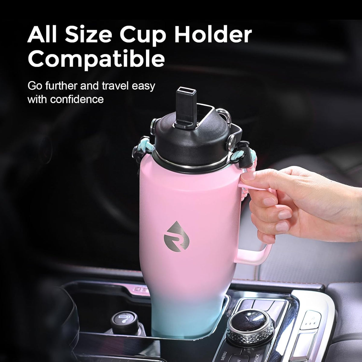 RAYMYLO Insulated Water Bottle - 40oz Stainless Steel Flask with Handle & Straw Lid | Keeps Drinks Cold for 48 Hrs