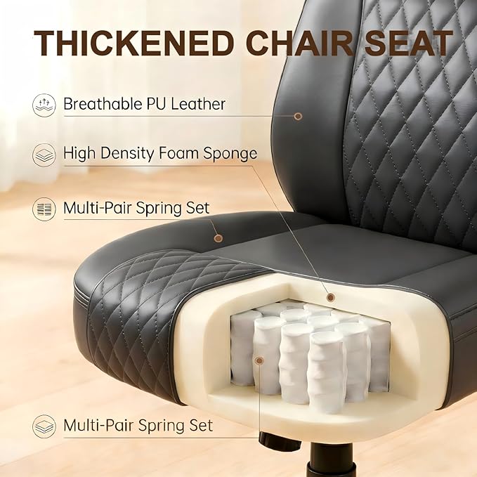 GTPLAYER Leather Office Chair, Home Desk Chair with Flip-up Arms and Ergonomic Back - Comfy Heavy Duty Executive Chair for Home Office Gaming, Gray