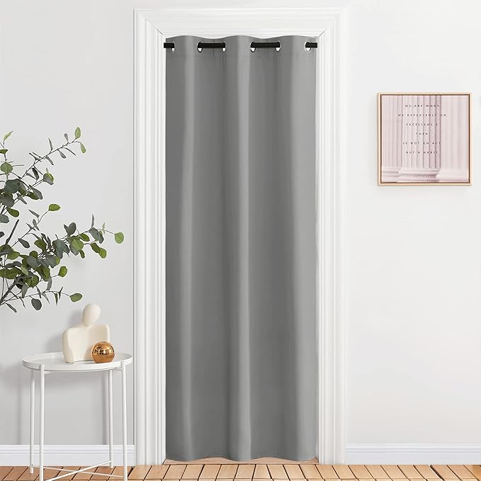 NICETOWN Silver Grey Doorway Curtain Privacy, Door Cover Curtain, Sound