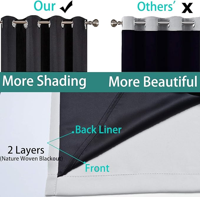 Yakamok 84 Inch Long 100% Blackout Curtains