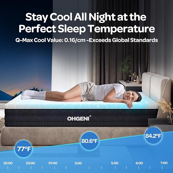 OhGeni 10 Inch Full Size Mattress, Cooling Gel Memory Foam Bed Mattresses in a Box, Cool Touch Surface, Ergonomic Support & Pressure Relief, Medium Feel, CertiPUR-US Certified Foam, Designed in USA