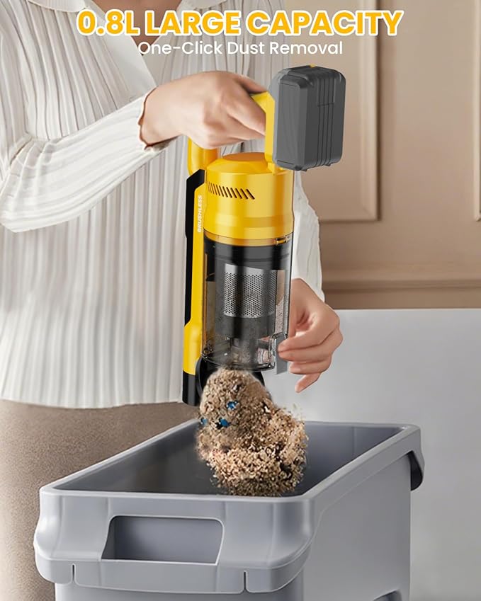 Cordless Vacuum Cleaner for DeWalt Battery, 7-in-1 Lightweight Stick Vacuum with HEPA Filter, 35KPA Suction, 350W Brushless Motor, 3 Modes for Carpet, Floor, Car (Battery Not Included)