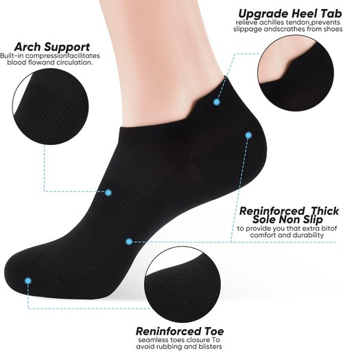 ATBITER Ankle Socks - Thin Athletic No Show Socks for Men & Women | 6-12 Pairs with Heel Tab