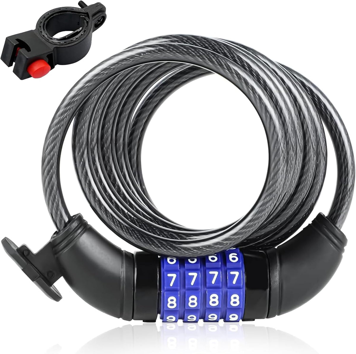 Skiennix Bike Lock Cable - 4-Digit Resettable Security Lock for E-Scooters & Bicycles
