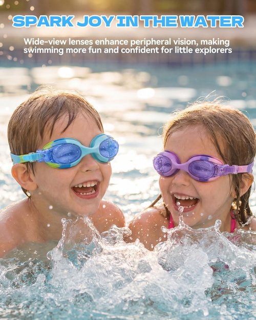 Aegend Swim Goggles for Kids - Anti-Fog Comfort Fit for Boys & Girls Ages 3-8 | Stylish Design