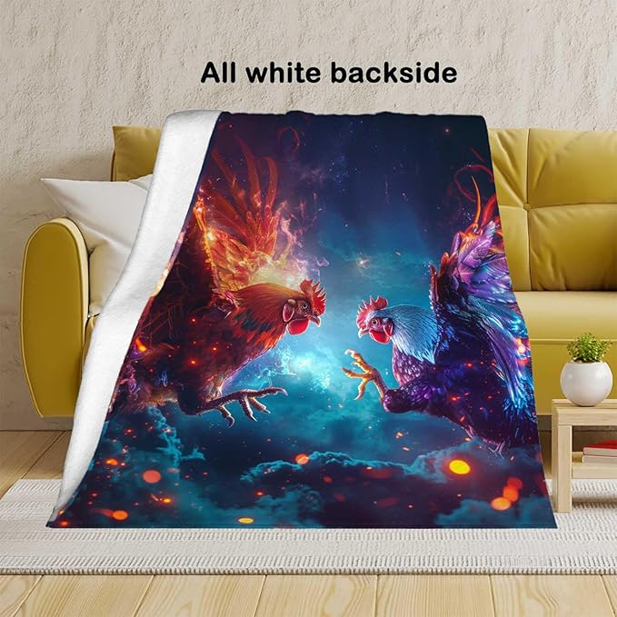 Firmiso Chicken Blanket for Women and Men, Rooster Home Decor for Living and Bed Room, Soft Lightweight Fleece Gift for Adults, 40×50 Inches