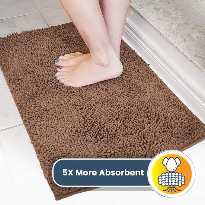 Muddy Mat® | Super Water Absorbent Door Mat Indoor, Microfiber Quick Dry Chenille Entryway Rug, Slip Resistant Front Door Mat, Indoor Mats for Entryway, Machine Washable Pet Rug, Mocha 32" x 40"