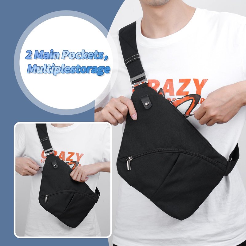 VADOO Sling Bag for Men and Women, Anti theft Crossbody Bag Lightweight Shoulder Chest Bag for Travel Gym Running