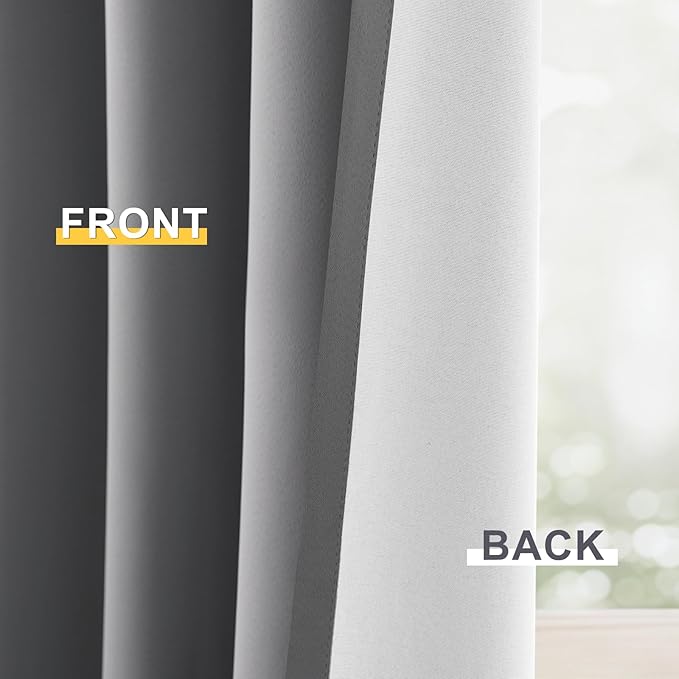 Yakamok 100% Blackout Curtain Panels 96 inches Cold and Light Blocking Drapes