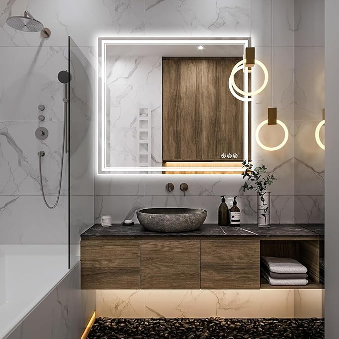 Ratsamee 40x36 Inch LED Bathroom Mirror