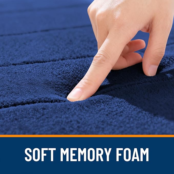 OLANLY Memory Foam Bath Mat 44x24, Super Soft Absorbent Bathroom Rugs, Quick Dry, Machine Washable Shower Floor Rugs, Bathmat Carpet, Bathroom Home Decor Accessories, Twilight Sapphire