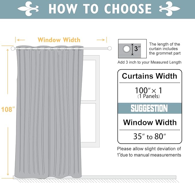 ChrisDowa Room Divider Curtain 108 Inches Long, Wide Blackout Sliding Door