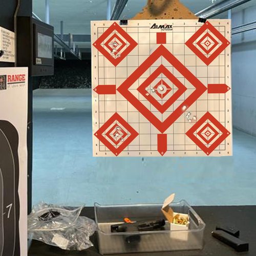 Aimax Outdoor 12"x12" Sight in Paper Shooting Targets, Shooting Range Paper Target for BB Gun, Airsoft, Handgun, Pistol, Rifle, Fit for Pellet Gun Target Trap (50 Pack)