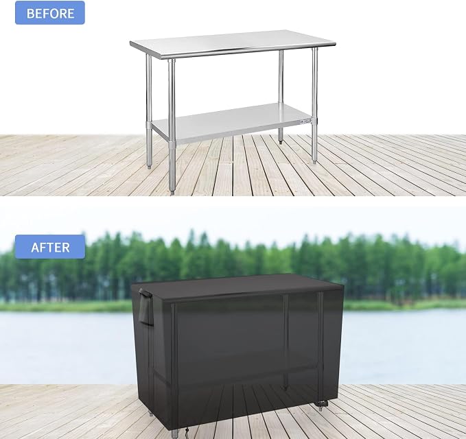 Outdoor Prep Table Cover 30 Inch, Waterproof Fadeproof UV Resistant Patio Stainless Steel Metal BBQ Table Cover All Season Protection for Outdoor Table - 30 X 18 X 34 Inch