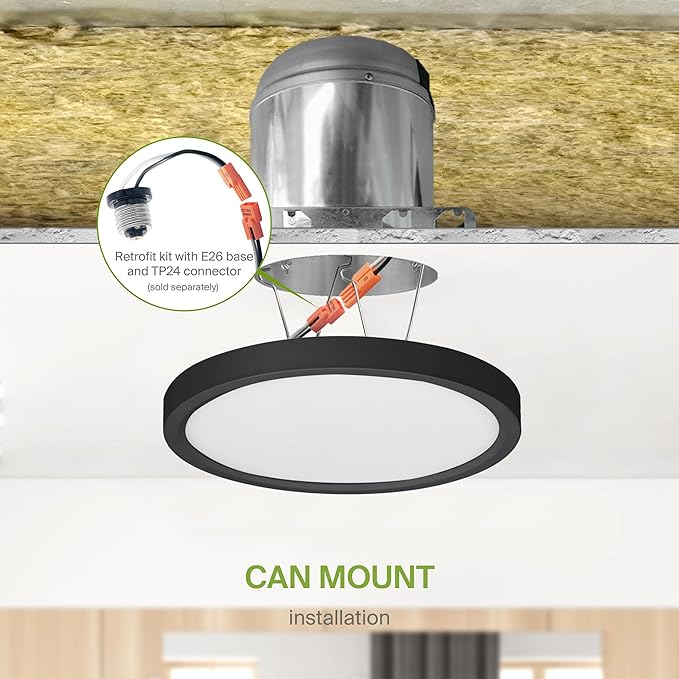 ASD LED 5" Round Flush Mount Ceiling Light Fixture, Low Profile Surface Lighting | 5CCT, Dimmable, Ultra-Thin, ETL Listed | 10W 700LM 2700-6000K 120V | Kitchen, Bedroom, Hallway Lamp | Black, 6 Pack