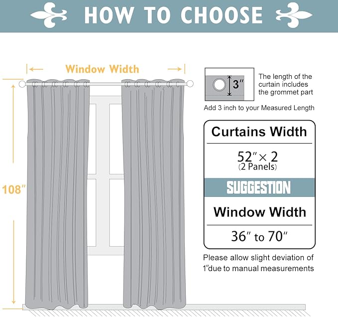 ChrisDowa Blackout Curtains 108 inches Long
