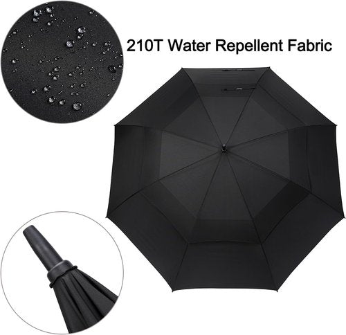 G4Free 72-Inch Oversized Golf Umbrella - Automatic Open, Double Canopy, Windproof | Heavy Duty Black