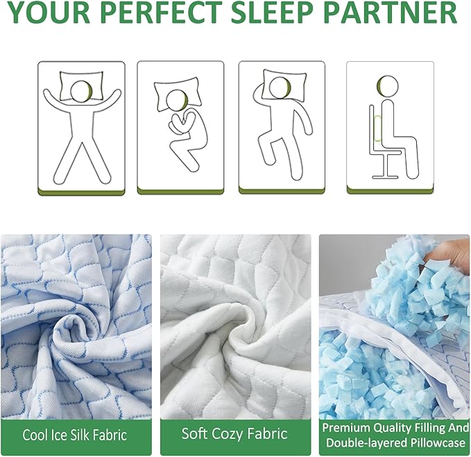 Gehannah Travel Pillow - Large 1 Pack Compressible Camping Pillow for Sleeping - Shredded Memory Foam with 1 Storage Bags - Supportive for Adults, Kids, Outdoor, Backpacking, Hiking Gear