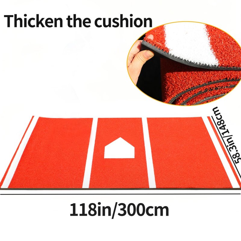 Qryovsa Thickened Baseball Hitting Mat 10ft x 5ft Home Plate Batters Box Turf Mat,0.4in Thick Waterproof Indoor/Outdoor Batting Cage Mat for Softball Pitching Mound, with Portable Carry Bag