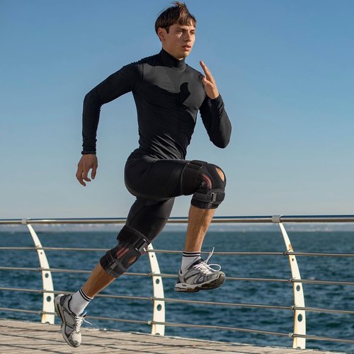 2-in-1 Professional Knee Brace for Pain Relief,Adjustable Knee Support with Patella Pad & Side Stabilizers, Compression Knee Sleeve for Meniscus Tear, ACL, Joint Pain, Runner, Workout-Men & Women