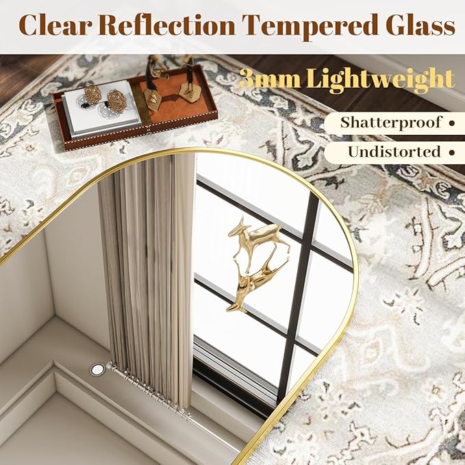 VooBang Arched Wall Mirror, 30 x 38 inch Arch Bathroom Mirror, Wall Mounted
