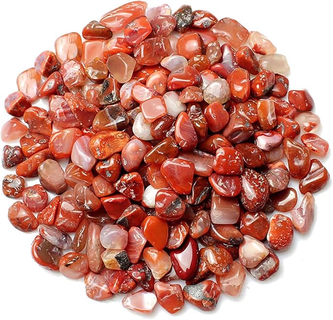 WAYBER Decorative Stones, 2 Lbs/920g (Fill 1.8 Cups) Natural Red Agate Pebbles Irregular Crystal Rock Gravel for Aquarium Turtle Tank Decoration/Succulent Plant Landscape/Flowerpot Vase Ornament
