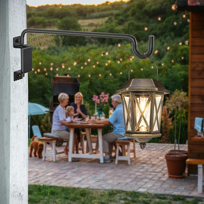 16"Swivel Plant Hanger - 360° Outdoor Hanging Brackets with 12-Directional Adjustable Hook, Rust Resistant Solid Steel Wall Mount for Bird Feeders, Indoor/Outdoor Plants, Garden & Patio