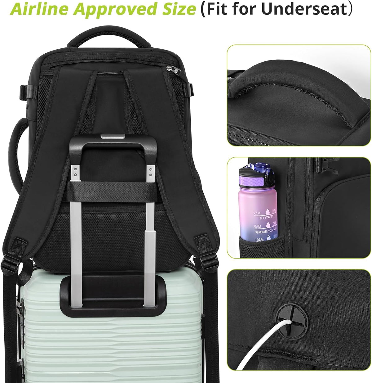 Snoffic Travel Backpack - Waterproof Laptop Bag with USB Charging Port | 17-Inch, Flight Approved