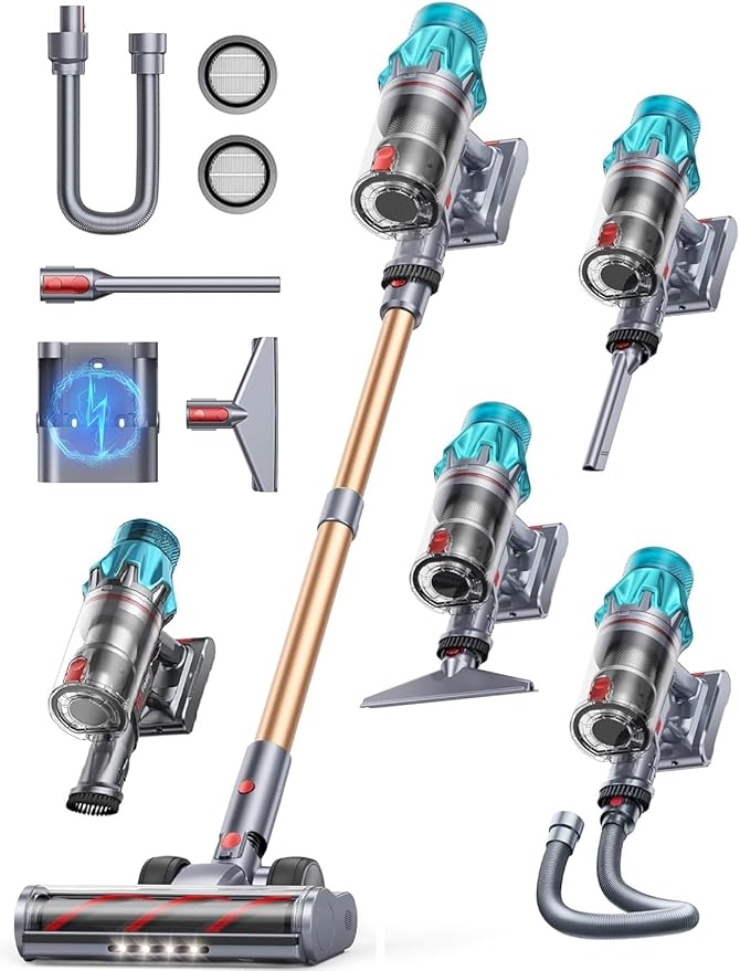 Cordless Vacuum Cleaner 650W/55Kpa, Stick Vacuum Cleaners 70 Mins Max Runtime with Charging Dock, Self-Standing Handheld Vacuum with Touch Display, 6-in-1 Vacuum Cleaner for Carpet/Hard Floor/Pet Hair