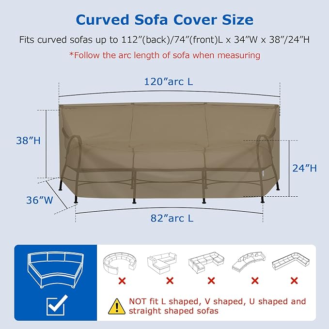 SunPatio Heavy Duty Waterproof 120 Inch Sofa Cover & 150 Inch Sofa Cover Bundle