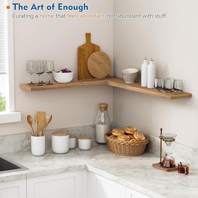 Harwaya Light Wood Floating Shelves
