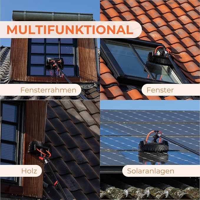 Telescopic Window Cleaning Pole 3.6M 10.8M Hose Fed Water Extendable Solar Panel Brush Kit Conservatory Roof Cleaning Tools