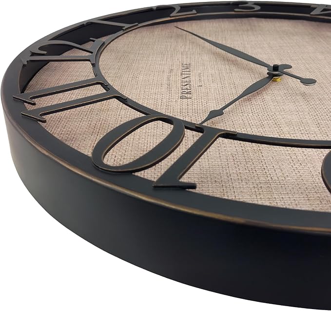 Presentime & Co 21" Farmhouse Series Wall Clock, Cottage Style, Faux Burlap