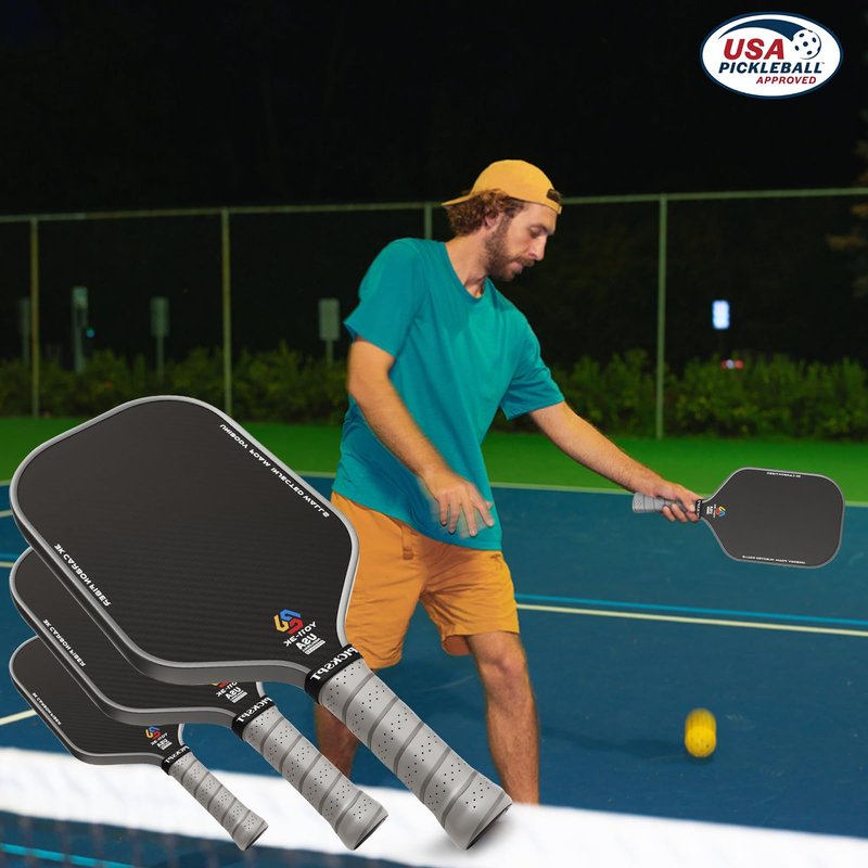 PICKSPT USAPA Approved Pickleball Paddle - 3K Carbon Fiber Surface, 16mm Polypropylene Honeycomb Core, 8oz Lightweight, Thermal Compression Tech, Anti-Slip Grip