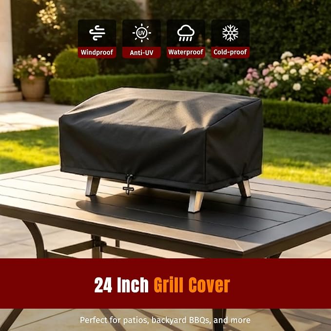 SHINESTAR 24 Inch Grill Cover for Cuisinart CGG-306 Chef's Style, Royal Gourmet 24" Griddle, Ninja OG751, Pit Boss 75275 & PB336GS and Most 2-Burner Portable Grills