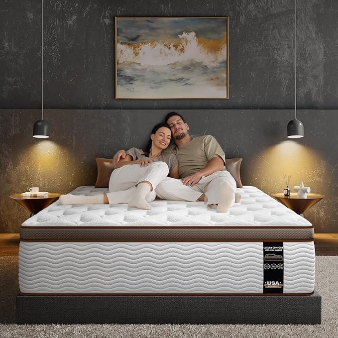 BedStory Firm King Size Mattress for Couples - 12 Inch Hybrid Mattress with Quiet Motion Isolation, Extra Spinal Support and Back Pain Relief - 800+ Pocket Springs, CertiPUR-US Certified