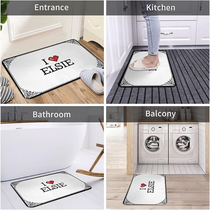 Fall Door Rug I Love Elsie Doormat Indoor Door Mat Non Slip Restroom Decor (Color : Colour, Size : 50X80CM)