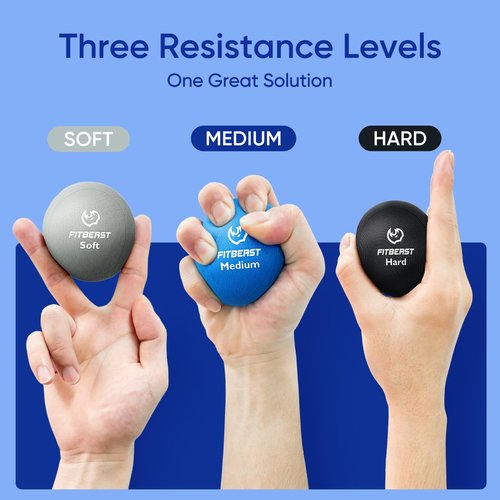 FitBeast Grip Strength Trainer – 6 Pieces Hand Therapy Kit with Finger Extension Exerciser & Stress Balls for Adults, Rehab & Strength Training – for Men, Women, and Seniors (6-Piece Cool Tones)