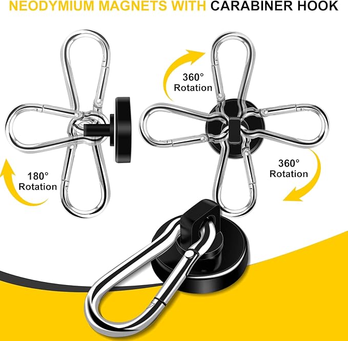 DIYMAG Black Magnetic Hooks,70LBS Strong Heavy Duty Neodymium Magnet Hooks ，Strong Magnetic Hooks for Hanging at Home, Office Locker, Workplace, Refrigerator, Cruise Ship or Travel, 15Pack