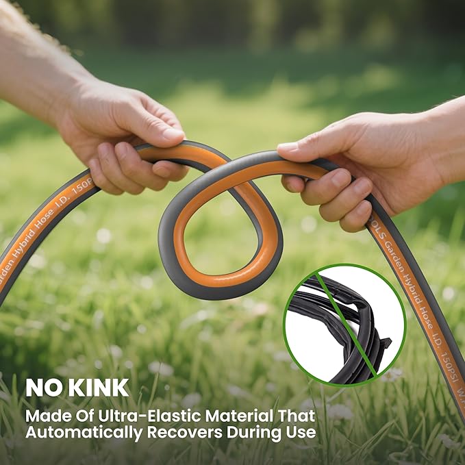 Giraffe Tools 100FT Garden Hose, 5/8" Lightweight Lay Flat Water Hose, No-Kink, Flexible Gardening Hose with Male to Female Aluminum Fitting, Customizable-Length Hose Pipe for Yard