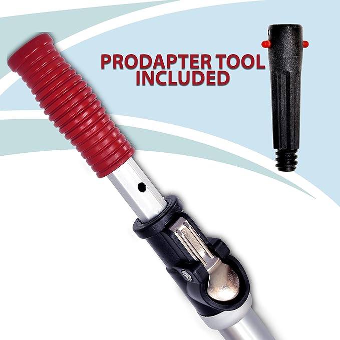 SKIMLITE MANUFACTURING Snaplite Telescopic Pool Pole 12 Ft Adjustable Cleaning Poles Push Button Lock Light Weight Easy Grip, Includes Universal Threaded Adapter for Skimmer Net Brush Vacuum Head