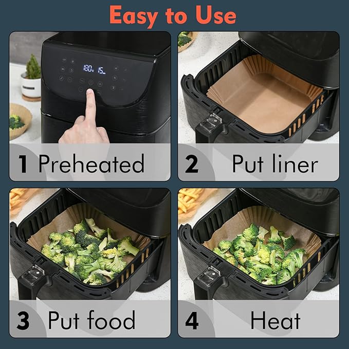 [3-Size] Air Fryer Disposable Paper Liner Compatible with COSORI Air Fryer Toaster Oven, Non-stick Air Fryer Parchment Paper Baking Accessories