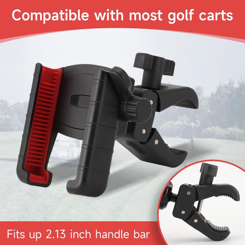ZEMBSOYA Golfs Cart Phone Holder, Golfs Phone Mount 360 Degree Rotation, Cell Phone Holder for Golf Cart Compatible with All Smartphones and Phone Cases