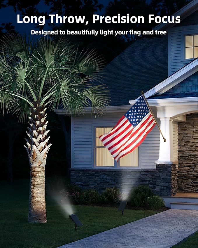 EZVALO Solar Spot Lights Outdoor IP67 Waterproof, Adjustable Solar Landscape Lights, 3 Lighting Modes Solar Spotlights for Outside Yard Garden Plant Trees Pathway Flag (Cool White-6Pack)
