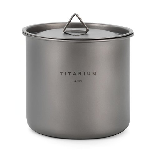 ArctikFox TITANIUM Cup 14 fl oz (420ml) w/Lid and handles - Ultralight Camping Pot, Portable Drinkware, Travel Coffee Mug
