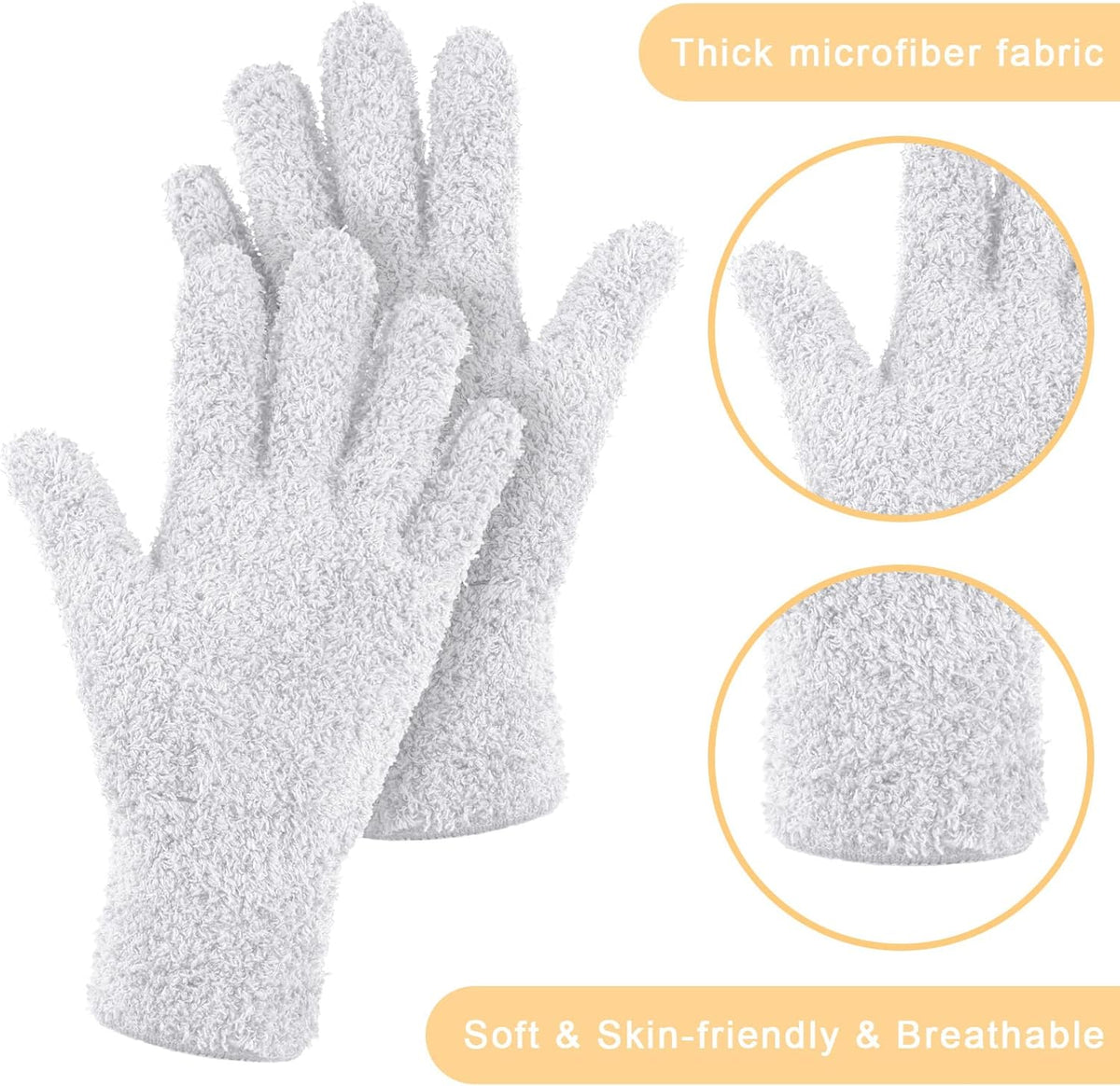 Bencailor 4 Pairs Microfiber Dusting Gloves Washable Reusable Cleaning Gloves Mittens for Plants House Cleaning Car Blinds