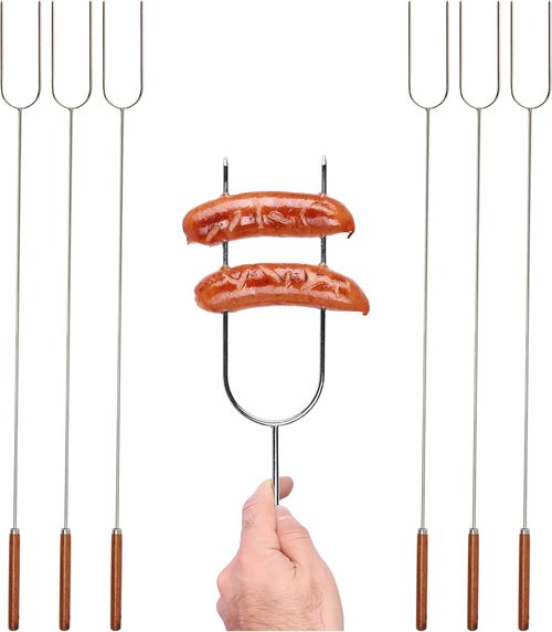 Coghlan's Camp Forks - 40" Solid Steel Marshmallow Sticks with Wooden Handles | Heavy-Duty Camping Essentials for Roasting & Grilling