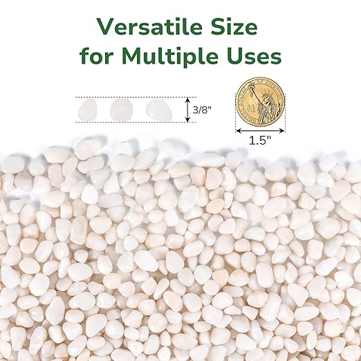 GreatBuddy 10-lb Decorative Rocks for Indoor Plants, 3/8" White Pebbles, Small Rocks for Potted Plants, Succulent, Vases, Aquariums, Fish Tanks, Garden Landscaping, Natural Polished