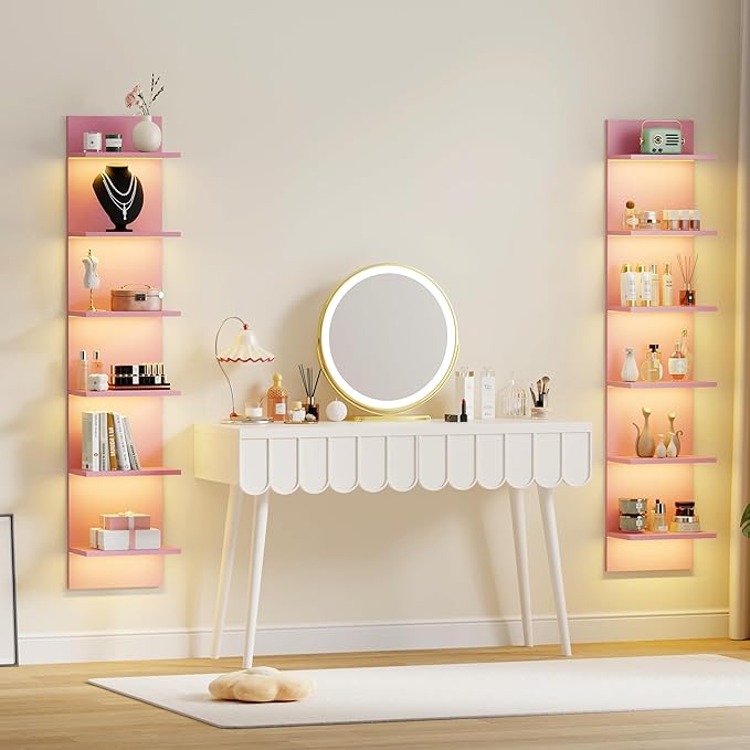 Qupui 6-Tier Wall Shelf with RGB LED Lights