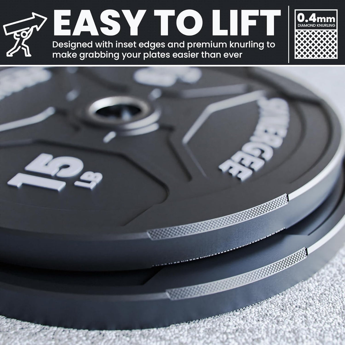 Synergee Bumper Plates – Durable Olympic Weight Plates, Low-Bounce Rubber for Strength Training, Powerlifting, and Functional Workouts.